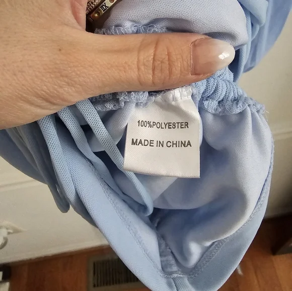 Hello Molly baby blue long balloon sleeve ruched mini bodycon dress nwt - Picture 9 of 11